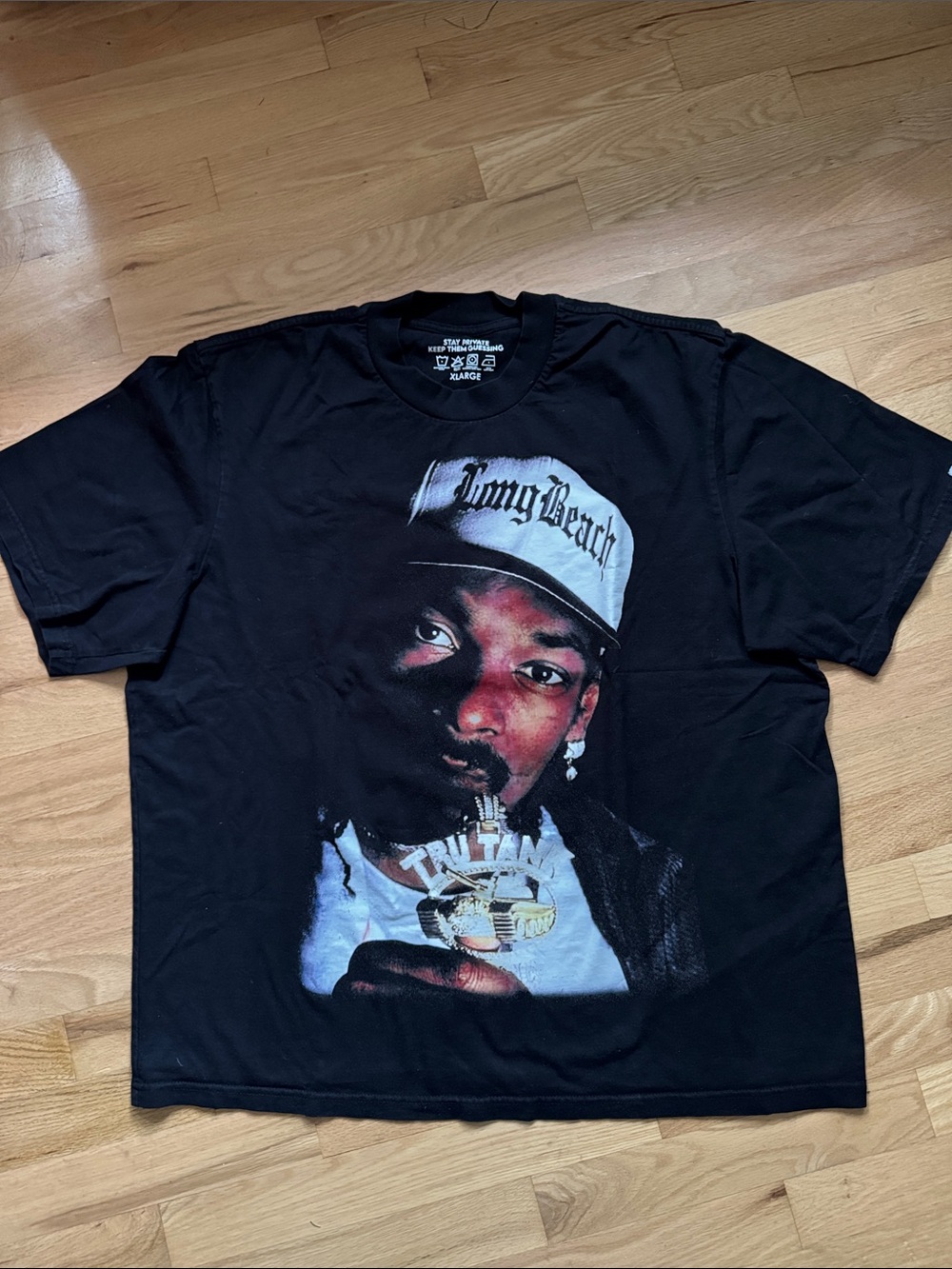 Snoop Dogg Tha Doggfather Graphic T-Shirt Black XL Double-Sided Rap Hip Hop Tee
